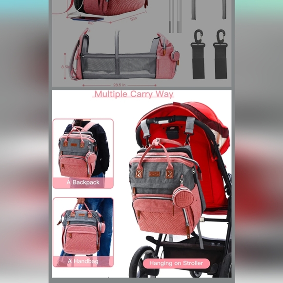 Brand New Pink and Gray Diaper Bag with Changing Station - Picture 4 of 4